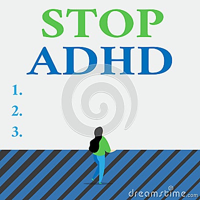 Writing note showing Stop Adhd. Business photo showcasing Put at end the mental health disorder of children Hyperactive Stock Photo