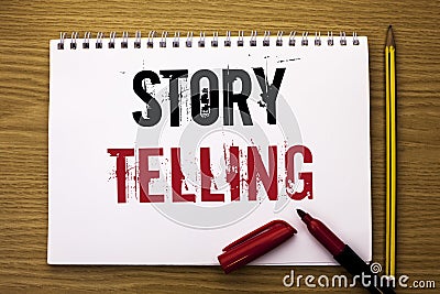 Writing note showing Story Telling. Business photo showcasing Tell or write short Stories Share Personal Experiences written on N Stock Photo