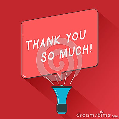 Writing note showing Thank You So Much. Business photo showcasing Expression of Gratitude Greetings of Appreciation Stock Photo