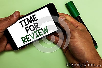Writing note showing Time For Review. Business photo showcasing Evaluation Feedback Moment Performance Rate Assess Human Stock Photo