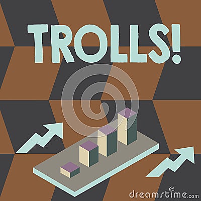 Writing note showing Trolls. Business photo showcasing Online troublemakers posting provocative inflammatory messages Stock Photo