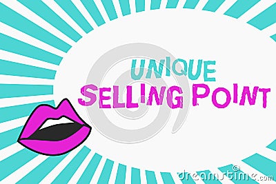 Writing note showing Unique Selling Point. Business photo showcasing Differentiate a Product Specific Features and Stock Photo