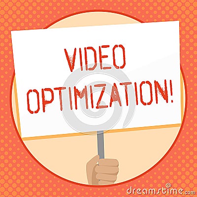 Writing note showing Video Optimization. Business photo showcasing to ensure or improve consumer viewing experience Hand Stock Photo