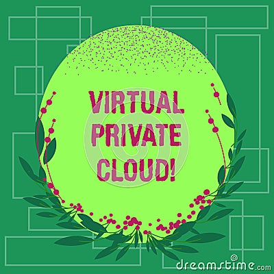 Writing note showing Virtual Private Cloud. Business photo showcasing configurable pool of shared computing resources Stock Photo