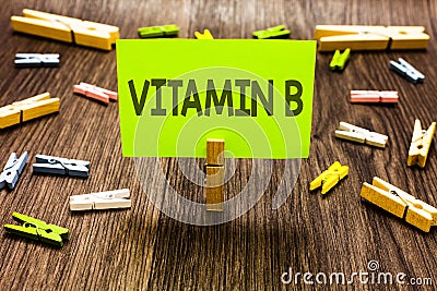 Writing note showing Vitamin B. Business photo showcasing Highly important sources and benefits of nutriments folate Clips art boa Stock Photo