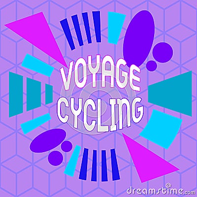 Writing note showing Voyage Cycling. Business photo showcasing Use of bicycles for transport recreation and exercise Asymmetrical Stock Photo