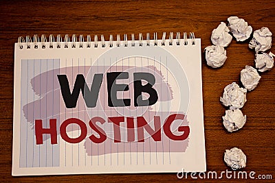 Writing note showing Web Hosting. Business photos showcasing Server service that allows somebody to make website accessible Stock Photo