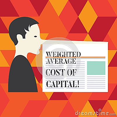 Writing note showing Weighted Average Cost Of Capital. Business photo showcasing Wacc financial business indicators Man Stock Photo