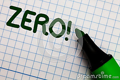 Writing note showing Zero Motivational Call. Business photo showcasing The emptiness nothingness of something no value Graph paper Stock Photo