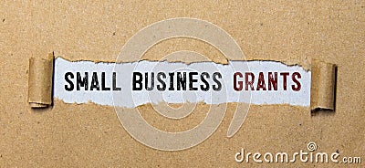 text Small Business Grants on torn paper Stock Photo