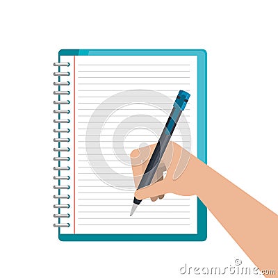 Writing in notebook school isolated icon Vector Illustration