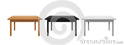 Writing and office tables template. Black lacquered wood table top with stylish white plastic surface. Vector Illustration