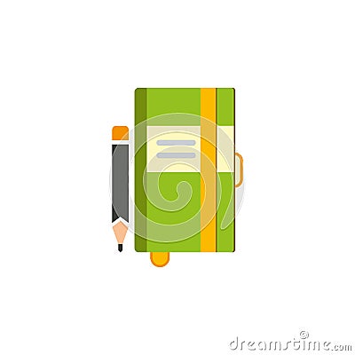 Writing Paper Notebook Journal With Pencil Vector Illustration. Daily diary icon Vector Illustration