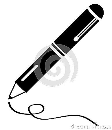 Writing pen clean black icon Vector Illustration