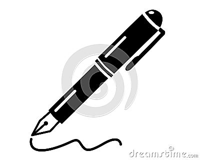 Writing pen simple clean black and white vector icon, concept of Vector Illustration