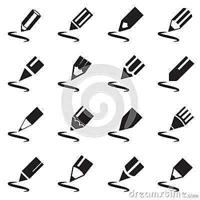 Writing Pencil Icon Vector Perfect Black Stock Photo