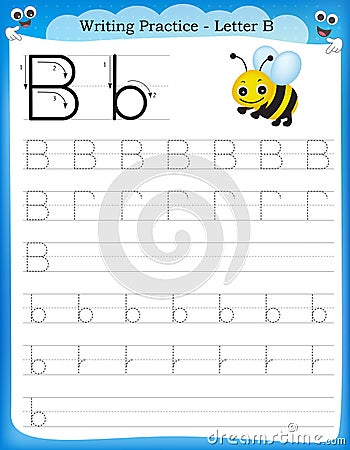 Writing practice letter B Vector Illustration