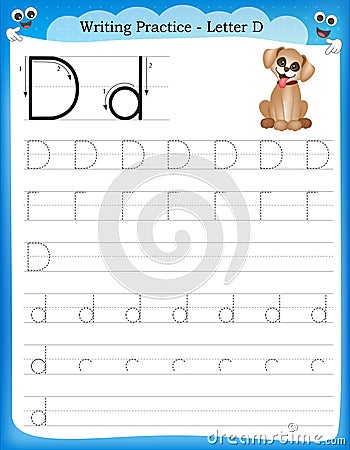 Writing Practice Letter D Stock Vector - Image: 50726421