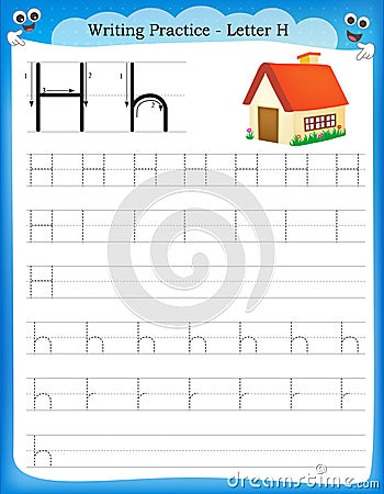 Writing practice letter H Vector Illustration