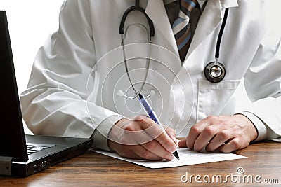 Writing a prescription or medical examination Stock Photo