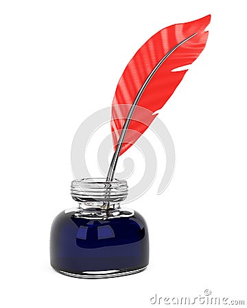 Writing quill and inkwell Stock Photo