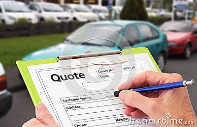 Writing a Quote for Car Repair Stock Photo