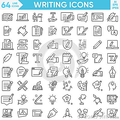 writing related icon such as, question mark, talk, answer, test, learning Vector Illustration