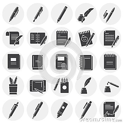 Writing related icons set on background for graphic and web design. Simple illustration. Internet concept symbol for Vector Illustration