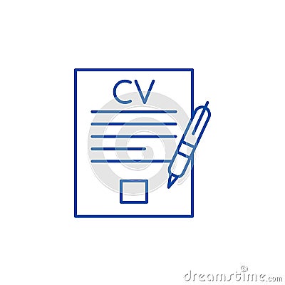 Writing a resume line icon concept. Writing a resume flat vector symbol, sign, outline illustration. Vector Illustration