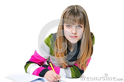 Writing teen girl Stock Photo