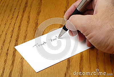 Writing Thank You Card Stock Photo