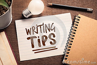 Writing Tips Note on the Desk Stock Photo