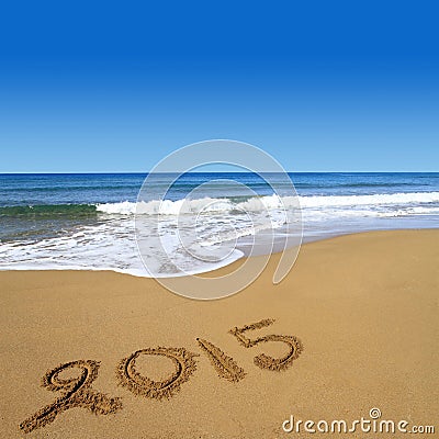 2015 written on beach Stock Photo