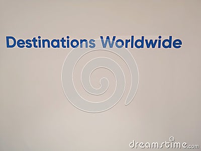 Written destinations worlwide on white background Stock Photo