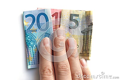 2015 written with euros bank notes in a hand Stock Photo