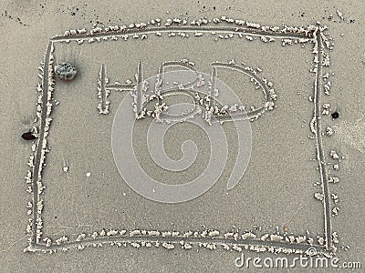 Written by hand in the sand Stock Photo