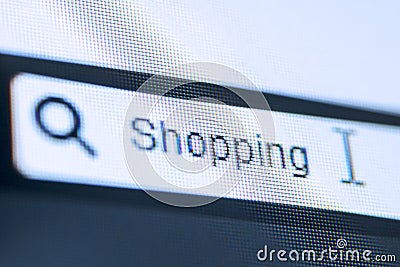 Written Shopping word on the browser tab Stock Photo