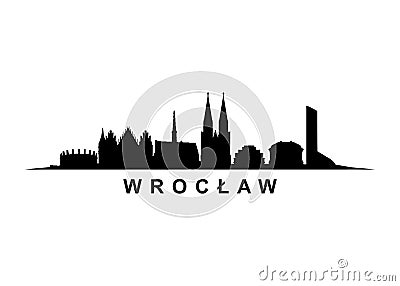 WrocÅ‚aw Vector Skyline Black Silhouette of City in Poland Vector Illustration
