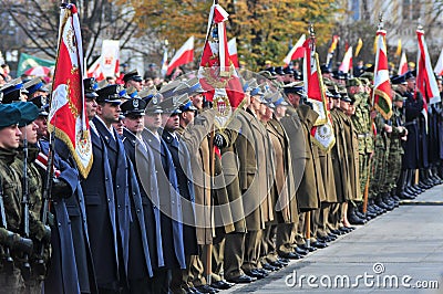 Wrocla, Poland, 11 November 2018. Independence Day in Poland. Soldiers Parade Editorial Stock Photo