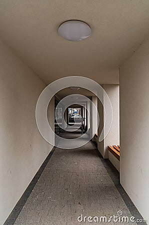 Old city bike in the tunnel of block of flats Editorial Stock Photo