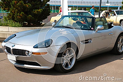 Wroclaw, Poland, August 19, 2021: Beautiful silver convertible car on a sunny day Editorial Stock Photo