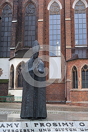 Monument of Boleslaw Kominek - Polish Cardinal of the Roman Catholic Church Editorial Stock Photo