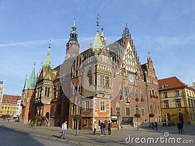 Wroclaw Town Hall. Western Poland. Editorial Stock Photo