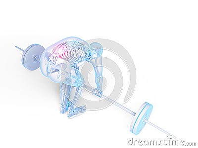 Wrong lifting posture Cartoon Illustration