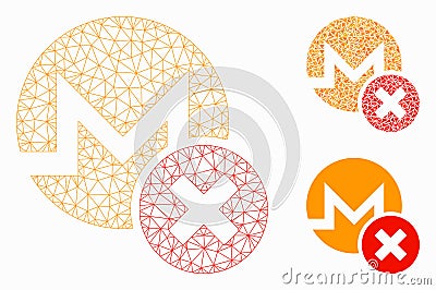 Wrong Monero Vector Mesh Network Model and Triangle Mosaic Icon Vector Illustration