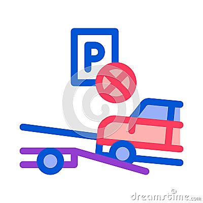 Wrong Parking Car Icon Vector Outline Illustration Vector Illustration