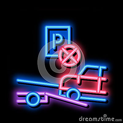 Wrong Parking Car neon glow icon illustration Vector Illustration