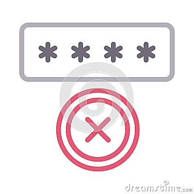 Wrong password thin line color vector icon Vector Illustration