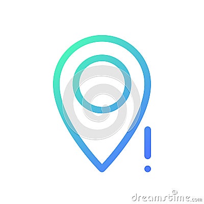 Wrong pin location pixel perfect gradient linear ui icon Vector Illustration