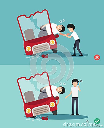 Wrong and right ways first aid Vector Illustration
